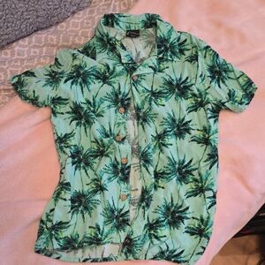 Art Class Green Palm Tree Print Shirt